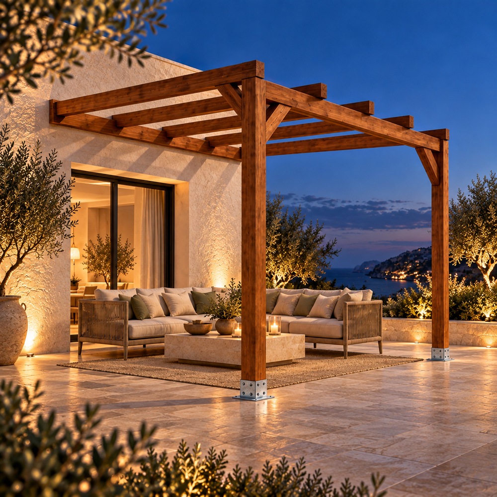 Pérgola madera 3x3 Anexada