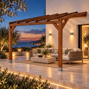 Pérgola madera 4x3 Anexada - pergola de madera laminada y KVH | Marerum
