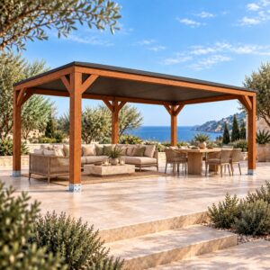 Pérgola madera 4x4 Techada