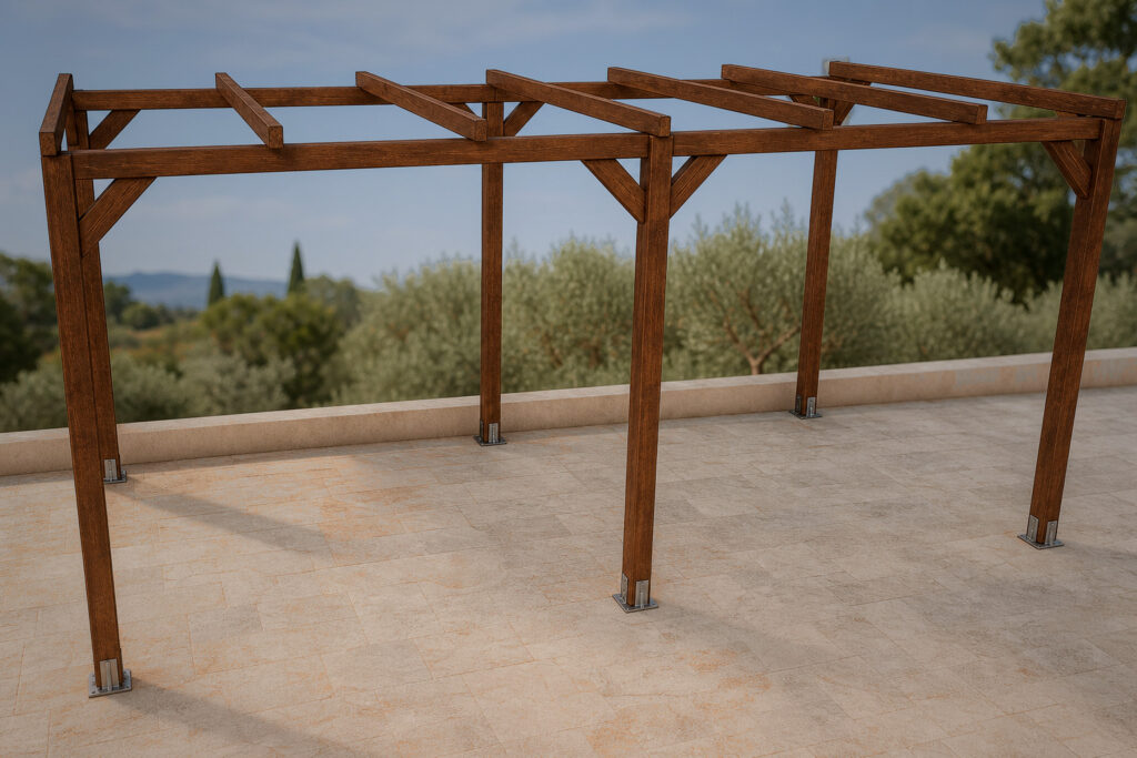 Pérgola madera laminada 6×3 autoportante