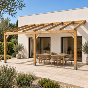 Pérgola madera 6x4 Anexada - pergola de madera laminada y KVH | Marerum